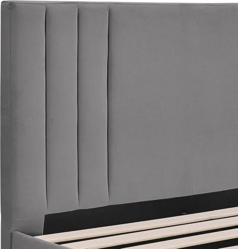 Vista 4 de Classic Brands Chicago - Cama tapizada moderna con cabecera y marco de madera con soporte de listones de madera, tamaño matrimonial, Peyton Slate