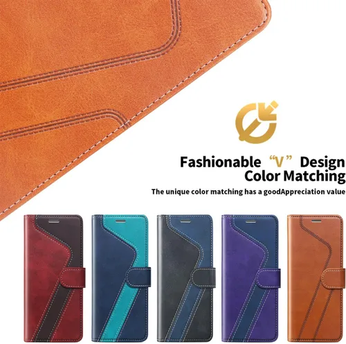 Vista 7 de Funda tipo cartera para Samsung Galaxy A13 5G, funda de cuero con tapa con bloqueo RFID, soporte para tarjetas de crédito, soporte magnético