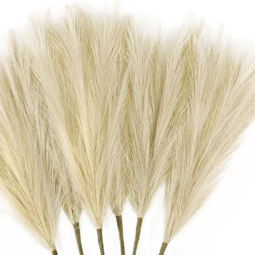 Vista 20 de Arreglo de 6 Piezas de Hierba de Pampa Sintética - 18 Pulgadas/45cm de Pasto Artificial Esponjoso y Pomposo para Decoración Boho Chic del Hogar