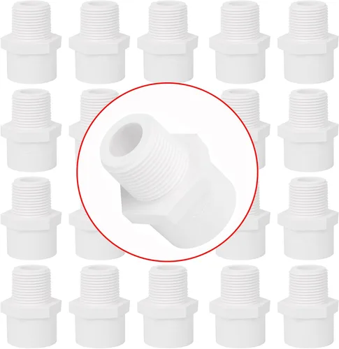 Vista 25 de Paquete de 20 adaptadores de acoplamiento niple de PVC de 1/2 pulgada (macho x macho) rosca de tubería PVC NPT de 1/2" para fontanería, uso
