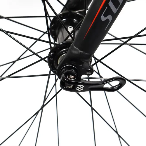 Vista 6 de Chooee Juego de brochetas de liberación rápida delantera y trasera para bicicleta de montaña o bicicleta de carretera (rojo/negro)