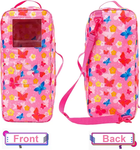 Vista 4 de ZITA ELEMENT Bolsa de Viaje de Calidad para Muñeca de 14.5 Pulgadas con Diseño de Mariposa para Accesorios de Muñeca de 14-14.5 Pulgadas