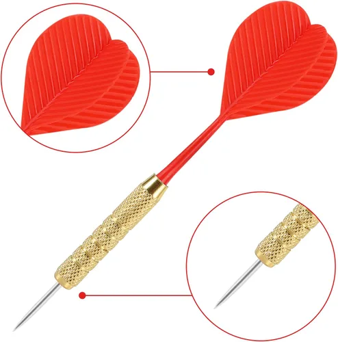 Vista 3 de Accmor 18 Pack Steel Tip Darts, 18 Grams Metal Tip Dart Set, Darts Metal Tip Set, Metal Darts for Dartboard