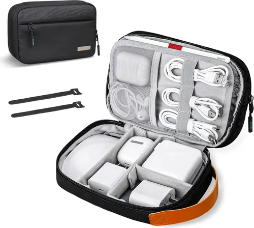 Lacdo Organizador electrónico de viaje organizador de cables bolsa bolsa Tech accesorios electrónicos estuche portátil para cables, cargadores,