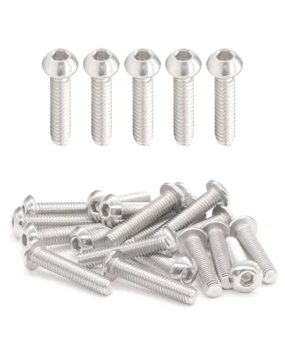 Vista 14 de Tornillos de cabeza de botón M4-0.7 x 1-1/2 "(40 mm) Tornillos de cabeza de botón (100 piezas) 18-8 Acero inoxidable 304 Allen Hex Drive Tornillo