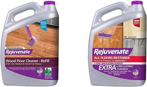 Rejuvenate Limpiador profesional de suelos de madera dura de alto rendimiento, fórmula sin rayas, elimina la suciedad y la mugre más duras con poco