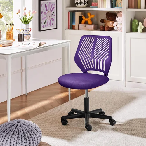 Vista 11 de Yaheetech Linda silla de escritorio para niños, silla de computadora pequeña sin brazos con soporte lumbar para adolescentes, respaldo bajo, Verde