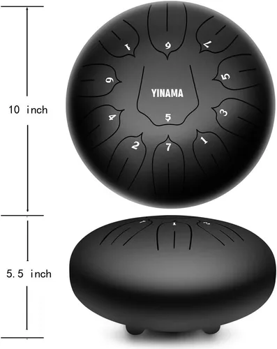 Vista 2 de Instrumento de percusión de tambor de lengua de acero, 11 notas, 10 pulgadas, negro