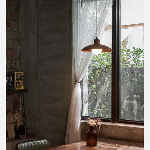 Mid Century Vintage Pendant Lights, Modern White Glass Shade Ceiling Hanging Lighting, 11.8IN Large Wooden Chandelier for Dining Living Room Bedroom