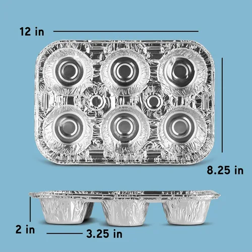 Vista 3 de PLASTICPRO Moldes de papel de aluminio para muffins reutilizables y desechables, molde de papel de aluminio para muffins y tartas