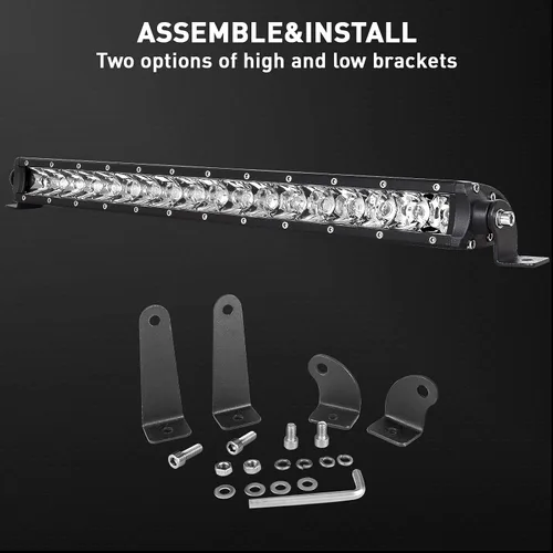 Vista 7 de AUXTINGS 20 pulgadas 90 W Spot Single Row 8100LM Off Road LED antiniebla conducción techo parachoques barras 2 estilos soportes de montaje