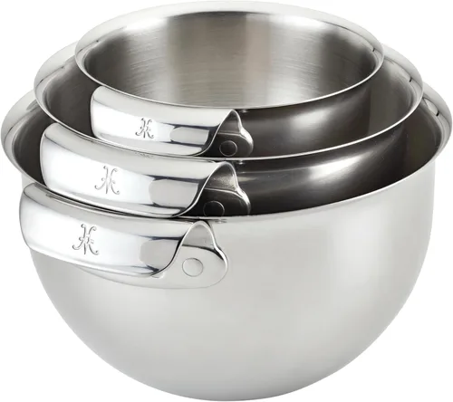 Vista 7 de Hestan Provisions: juego de cuencos de acero inoxidable de 3 piezas, 1.5 cuartos de galón, 3 cuartos de galón y 4.75 cuartos de galón, diseño anidado