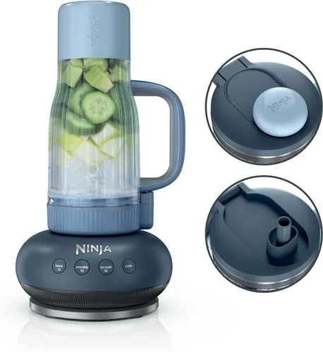 Vista 13 de Ninja Blendboss™ Licuadora personal para batidos y bebidas congeladas Vaso de viaje de 26 onzas con tapa a prueba de fugas, boquilla para beber