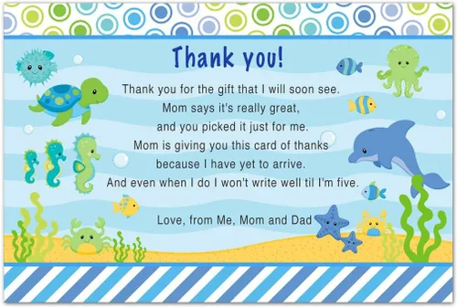 30 tarjetas de agradecimiento Boy Baby Shower bajo el mar tarjetas papel fotográfico