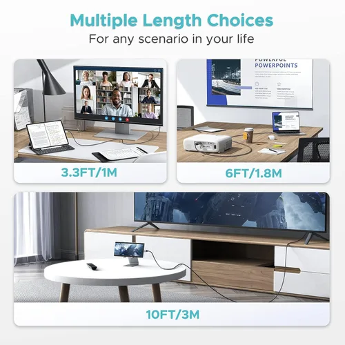 Vista 9 de Warrky Cable USB C a HDMI 4K 60Hz de 3.3 pies [enchufes chapados en oro antiinterferencias] Cable de aluminio tipo C a HDMI 2.0, Thunderbolt 3/4/5