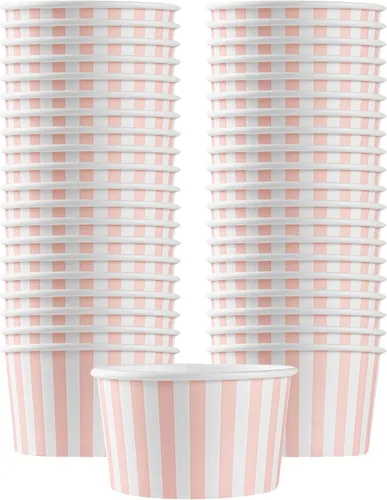 Vista 62 de Coppetta - Vasos de postre de 3 onzas, 50 tazas desechables para helado, tapas se venden por separado, cuencos de yogur congelado de papel rojo