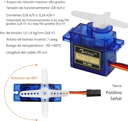 Vista 5 de 4 unidades de micro servos SG90 de 9g para control remoto de robot, helicóptero, avión, auto, barco