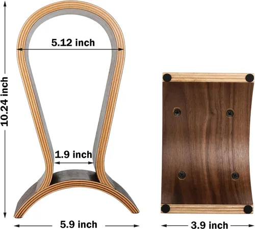 Vista 6 de Soporte para auriculares de madera, soporte de auriculares para escritorio, soporte de auriculares de nogal para juegos compatible con Sennheiser