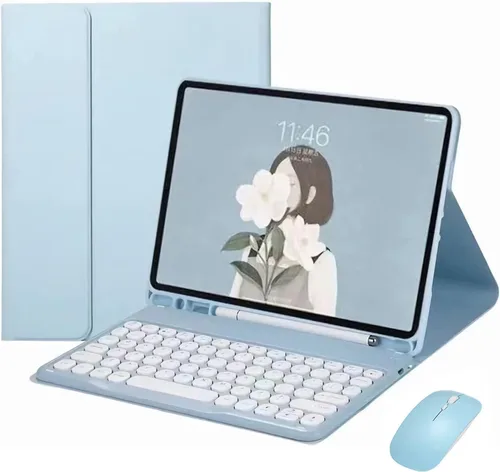 Vista 13 de kaidisen Funda de teclado para Galaxy Tab S6 Lite de 10.4 pulgadas con teclado y mouse Bluetooth, cubierta de teclado desmontable de color caramelo