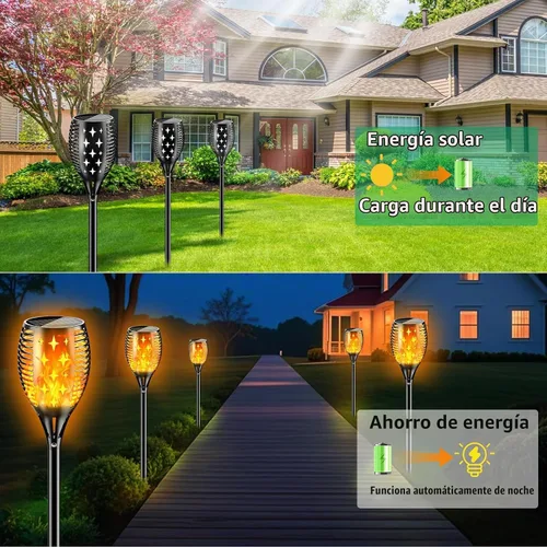 Vista 8 de YoungPower - Antorcha solar mejorada, impermeable, llamas parpadeantes, luces solares para decoración de paisaje al aire libre, iluminación
