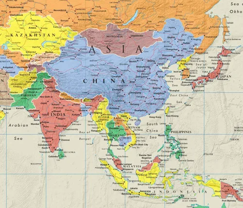 Vista 2 de Mapa mundial laminado de elite contemporáneo gigante, para pared, de 48 pulgadas x 78 in