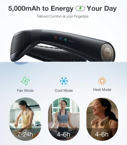 Vista 7 de TORRAS COOLiFY Air2024 - Aire acondicionado de cuello actualizado, ventilador de cuello portátil ultraligero recargable, dispositivo de enfriamiento