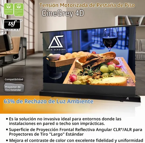 Vista 3 de Akia Screens AK-FMT101UH2-C4D-X - Pantalla de proyector de suelo de 101 pulgadas motorizada con control remoto, pantalla de proyector ALR que