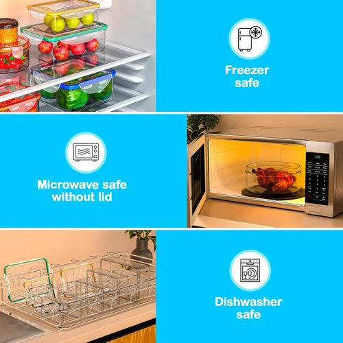 Vista 4 de 40 piezas de recipientes de almacenamiento de alimentos con tapas herméticas - Recipientes de plástico para preparación de comidas para organización