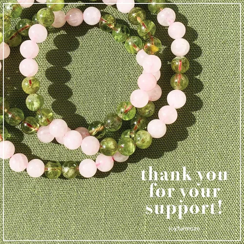 Vista 9 de Joyfulmuze Handmade Stretch Bracelet Rose Quartz and Peridot, Natural Green Pink Stone, Simple Genuine Beaded Stretch Cuff 8mm, Healing Chakra