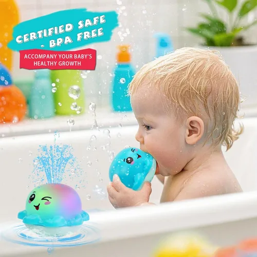 Vista 3 de Juguete de baño iluminado con aspersor para bebés, juguetes de agua recargables para piscina de bañera, regalos para niños pequeños, elementos