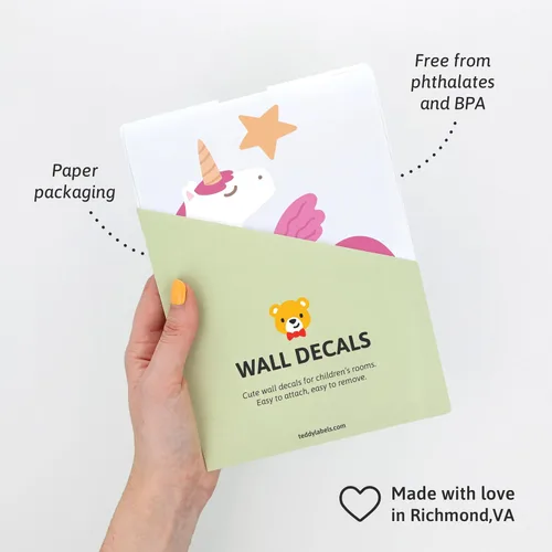 Vista 4 de Teddylabels - Alicorn - Pegatinas de pared fáciles de aplicar y extraíbles: Transforma el dormitorio de tu niño pequeño con decoración de pared