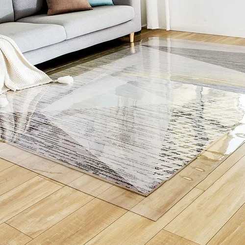 Vista 2 de Camino de piso de plástico de vinilo transparente para suelos duros, protector de alfombra de pelo bajo impermeable, para uso en interiores