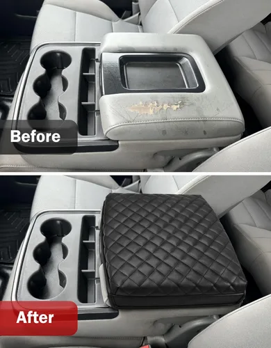 Vista 7 de Funda para reposabrazos de consola central para Chevy Silverado y GMC Sierra 1500 2500 3500 2014-2018, cuero vinílico, accesorios de ajuste