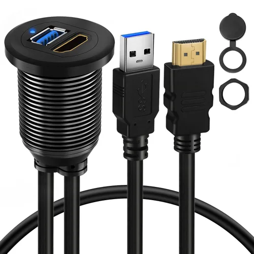Vista 11 de BATIGE Cable de aleación de un solo puerto USB 3.0 para tablero de instrumentos de montaje en automóvil, macho a hembra, cable de extensión