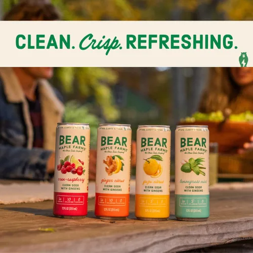 Vista 7 de Bear Maple Farms La Empresa de Soda Limpia Baja en Calorías Sin Azúcar Artificial Soda Limpia de Cran-Frambuesa