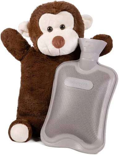 Vista 18 de HomeTop Botella clásica de goma para agua caliente y fría con bonita cubierta rellena de triceratops