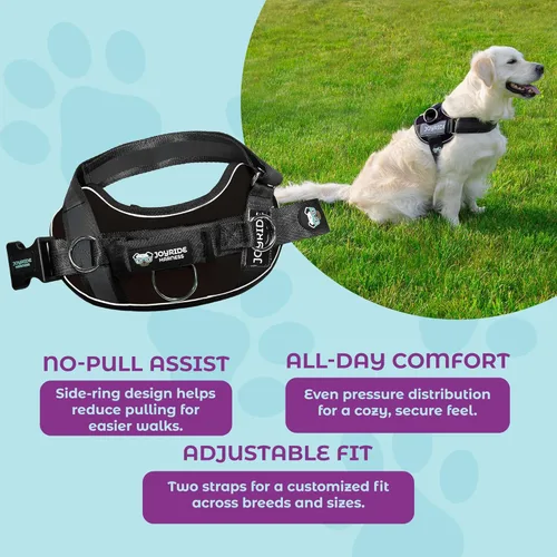 Vista 5 de Joyride Harness 2.0 - El Arnés Original para Perros Sin Tirones con Anillo Lateral - Sin Estrangulamiento, A Prueba de Escapes, Reflectante, 3 Clips