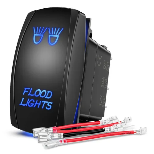 Vista 18 de Nilight Alien Lights interruptor basculante con barra de luz LED de 5 pines; láser de encendido/apagado; interruptores SPST 20 A/12 V, 10 A/24 V