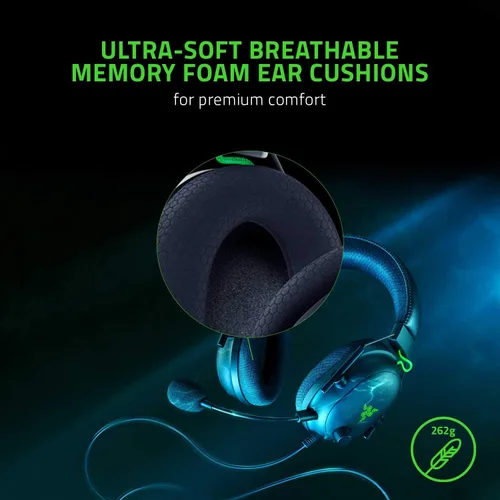 Vista 5 de Razer BlackShark V2 Auriculares para juegos sonido envolvente espacial THX 71 controladores de 197 pulgadas micrófono desmontable para computadora