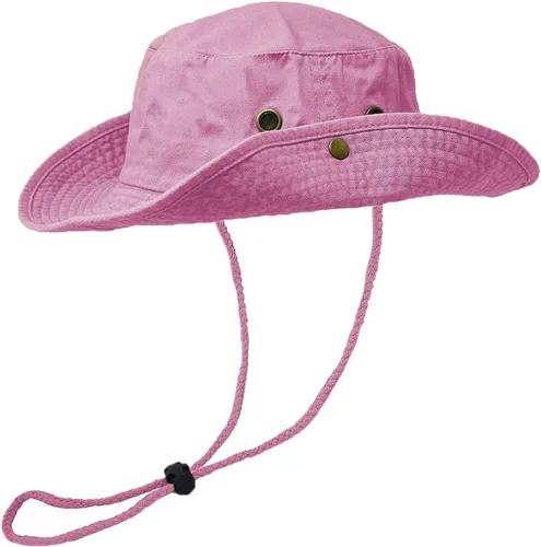 Vista 2 de Glory Max Sombrero de pescador de algodón lavado con correa de barbilla gorra de pesca Sun Safari Boonie Rosa