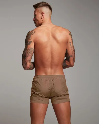 Vista 2 de Traje de baño para hombre de secado rápido, bolsillos con cremallera, pantalones cortos de natación con forro de malla