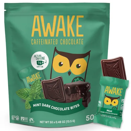 Vista 15 de AWAKE - Bocaditos de chocolate con cafeína - 50mg de cafeína - Barras energéticas de tamaño bocado - Snacks bajos en calorías - Keto - Sin gluten