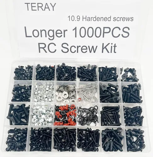 Juego de 1000 tornillos universales a control remoto surtido, juego de tornillos para Traxxas Axial Redcat HPI Arrma SCX10 Losi 1/8 1/10 1/12 1/16