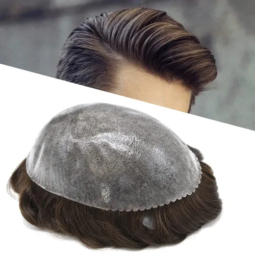 Vista 34 de Tupé para hombre 100% cabello humano europeo Toupee Invisible Poly Coating Unidad de cabello para hombres Sistema de cabello PAPY-J para pérdida