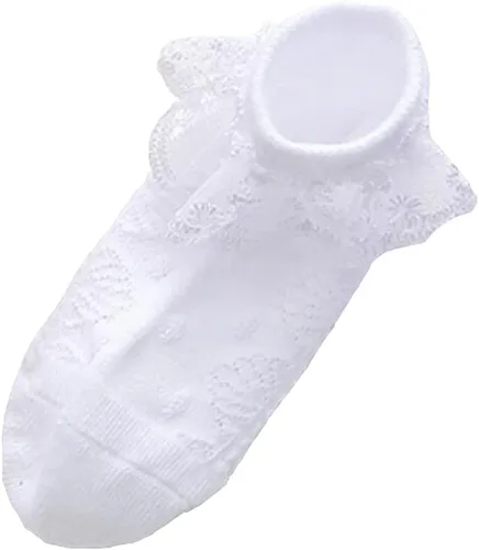 Vista 4 de Kids First Communion White Baptism Socks Frilly Christening Socks Lace Ruffle Socks for Baby Girls