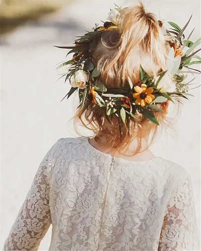 Vista 3 de APRIL GIRL - Vestido de niña con flores, vestido de encaje con manga de 34