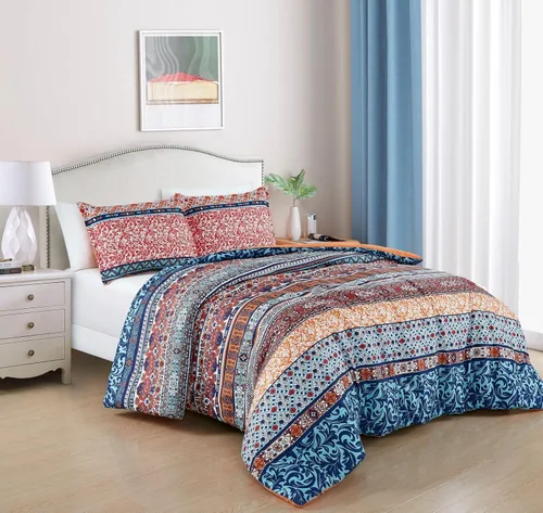 Vista 19 de Chezmoi Collection Azura Juego de Edredón Floral de 2 Piezas Tamaño Individual - Juego de Ropa de Cama de Microfibra Estampada Ligera Multicolor