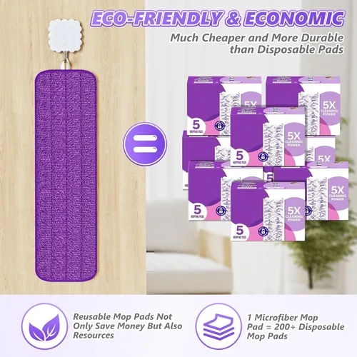 Vista 5 de BPAWA 4 almohadillas reutilizables compatibles con Swiffer PowerMop, repuestos de repuesto de microfibra de 15 pulgadas, cabezales de trapeador