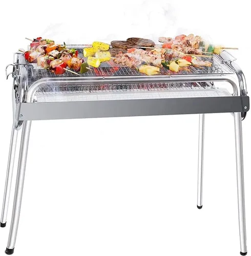 Vista 11 de Barbecue Grill, Charcoal Grill Folding Portable Lightweight Barbecue Grill Tools for Outdoor Grilling Cooking Camping Hiking Picnics Tailgating