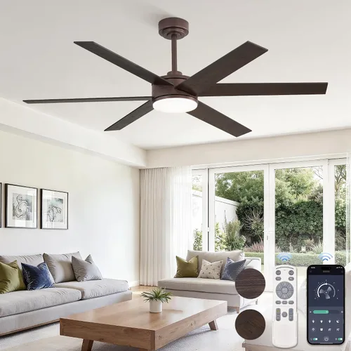 Vista 19 de Fanbulous Ventiladores de techo de 56 pulgadas con luces y control remoto, 6 aspas reversibles, regulables, 3000K-6000K ajustables, ventiladores